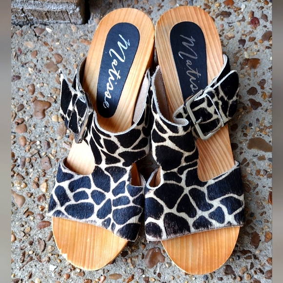 EUC Matisse giraffe print "Cherri" calf hair chunky heels - Picture 4 of 11